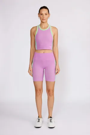 Stacy Side Contrast Biker Shorts Lime Pink