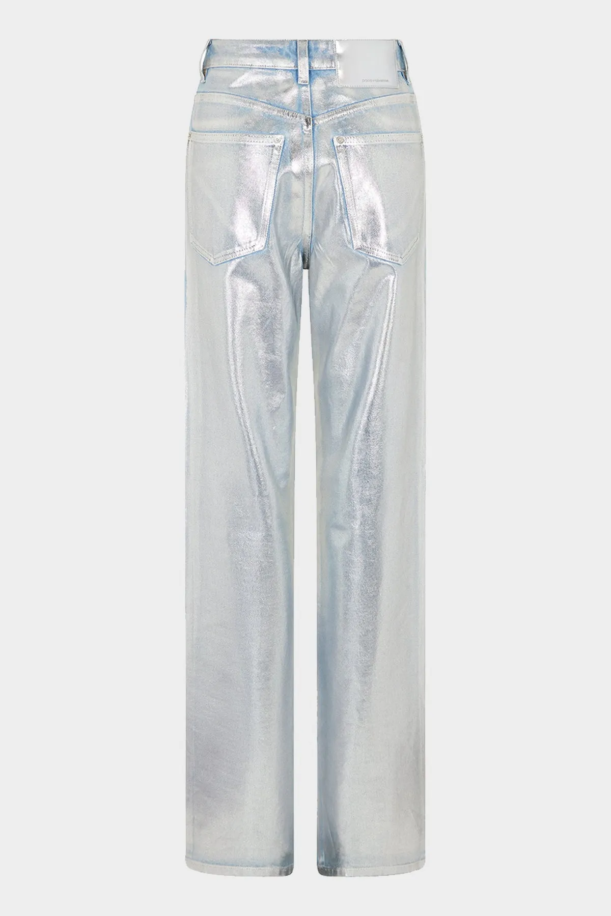 Straight Metallic Paint Effect Jeans in Light Silver