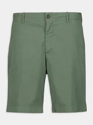 Stretch-Cotton Green Bermuda Shorts