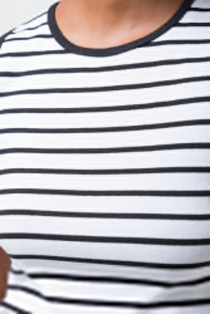 Stripe Rib Cotton Spandex Vest White