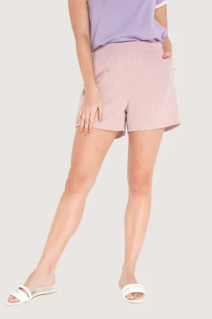 Striped Pleated Pull Up Shorts