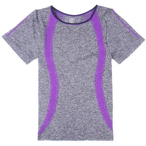 Style Yoga Gym Compression Tights Women's Sport T-shirts Dry Quick Running Short Sleeve Fitness Women Clothes Tees tops