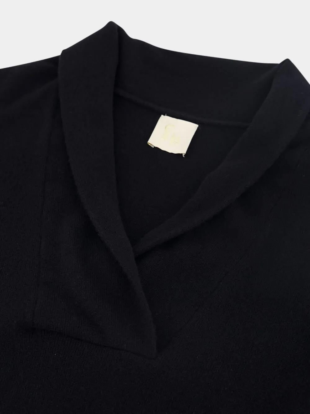 Talassa Black Crossed V-Neck Cashmere Sweater