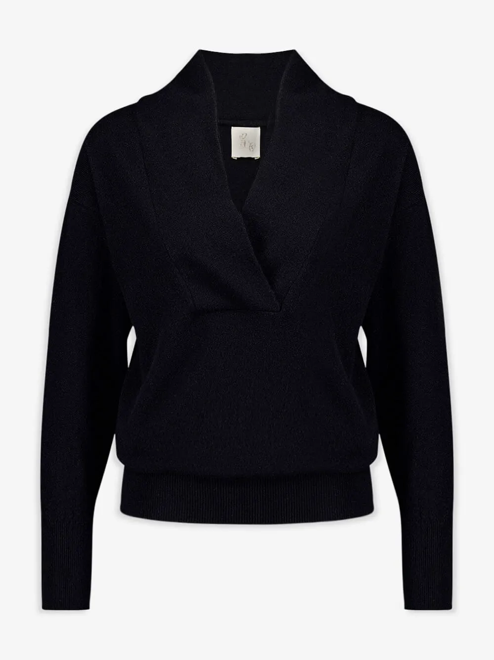 Talassa Black Crossed V-Neck Cashmere Sweater