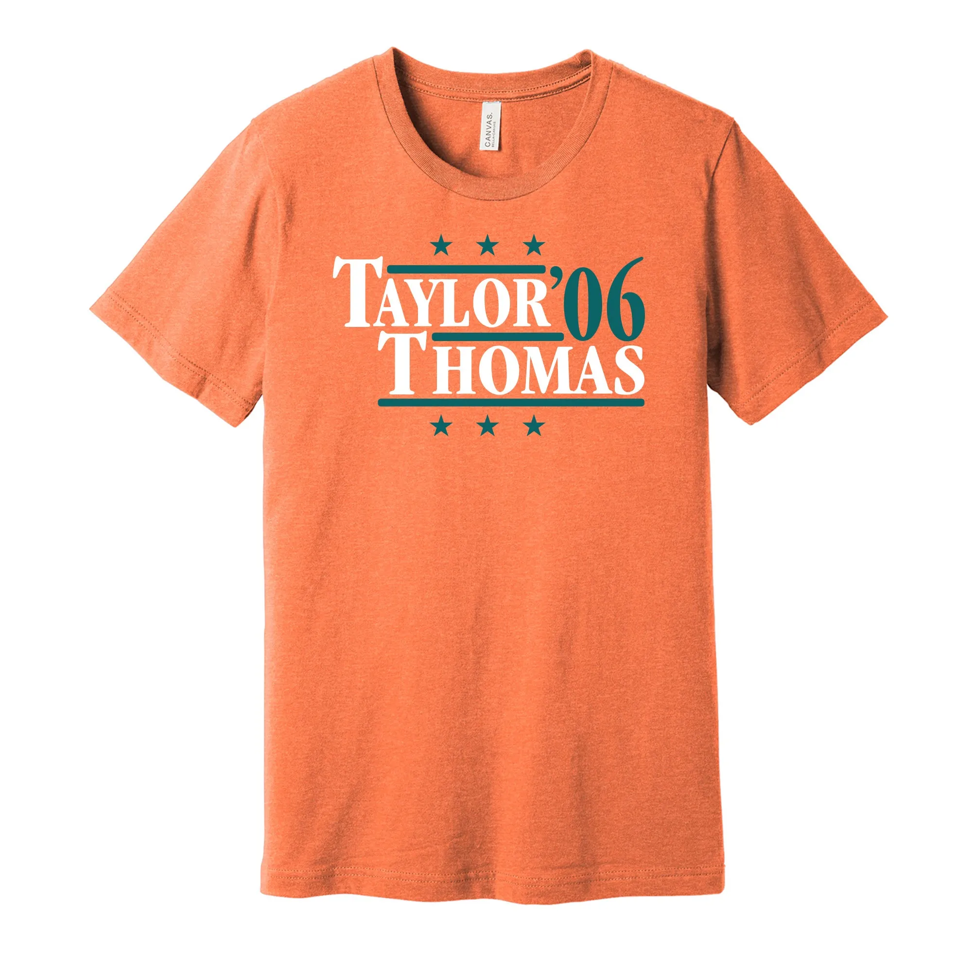 Taylor & Thomas '06 - Miami Football Legends Political Campaign Parody T-Shirt - Hyper Than Hype Shirts