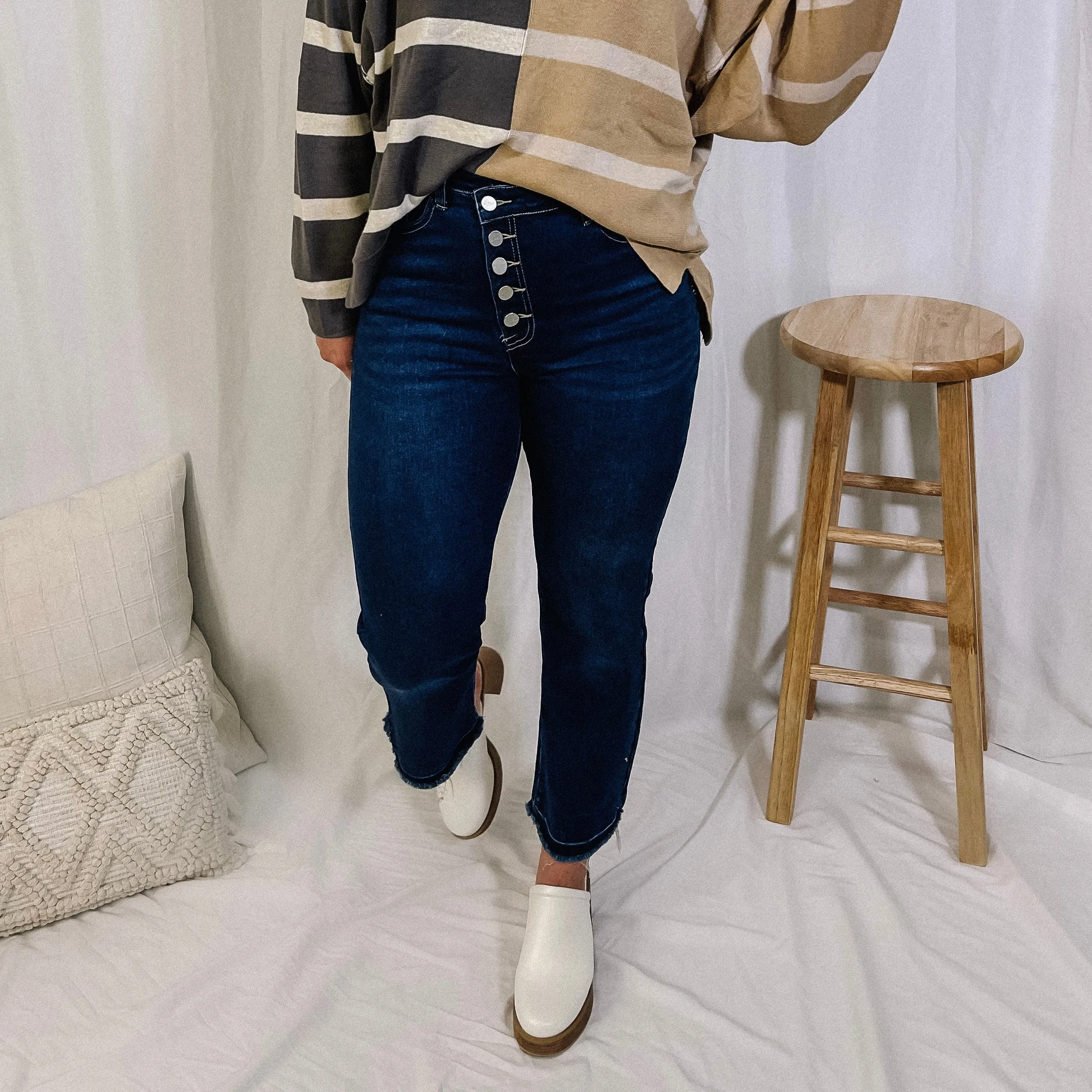 Ten Out Of Ten Asymmetrical Button Fly Denim