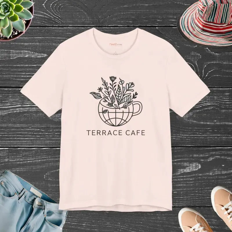 Terrace Cafe Unisex Jersey Short Tee for Everyday Style