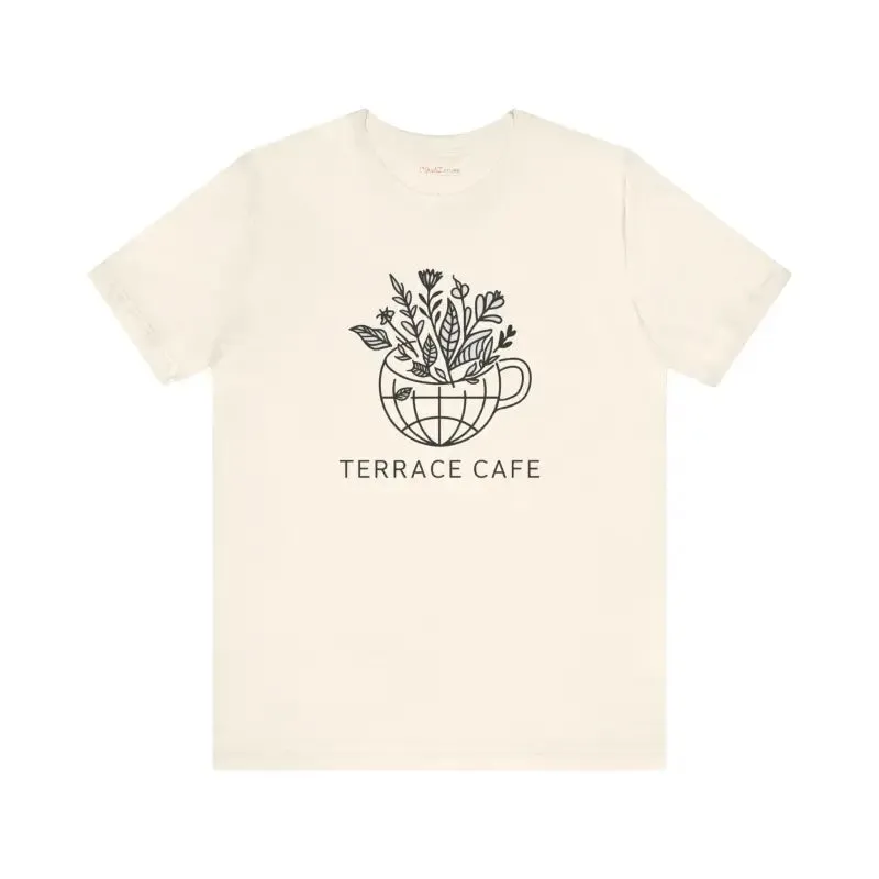 Terrace Cafe Unisex Jersey Short Tee for Everyday Style