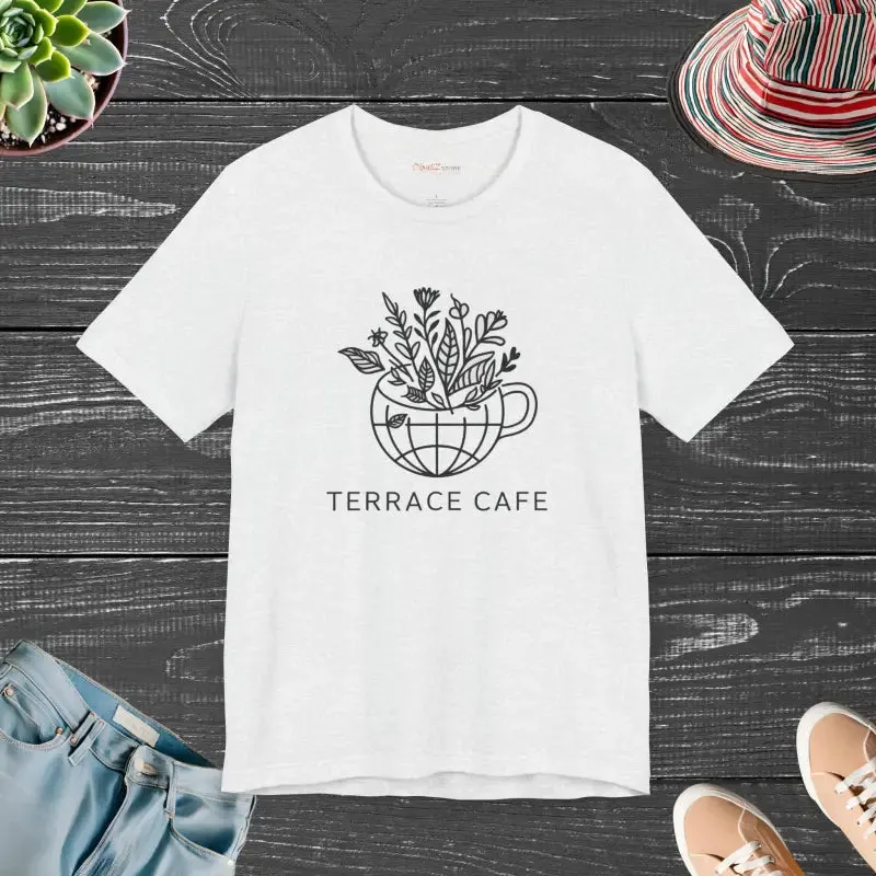 Terrace Cafe Unisex Jersey Short Tee for Everyday Style