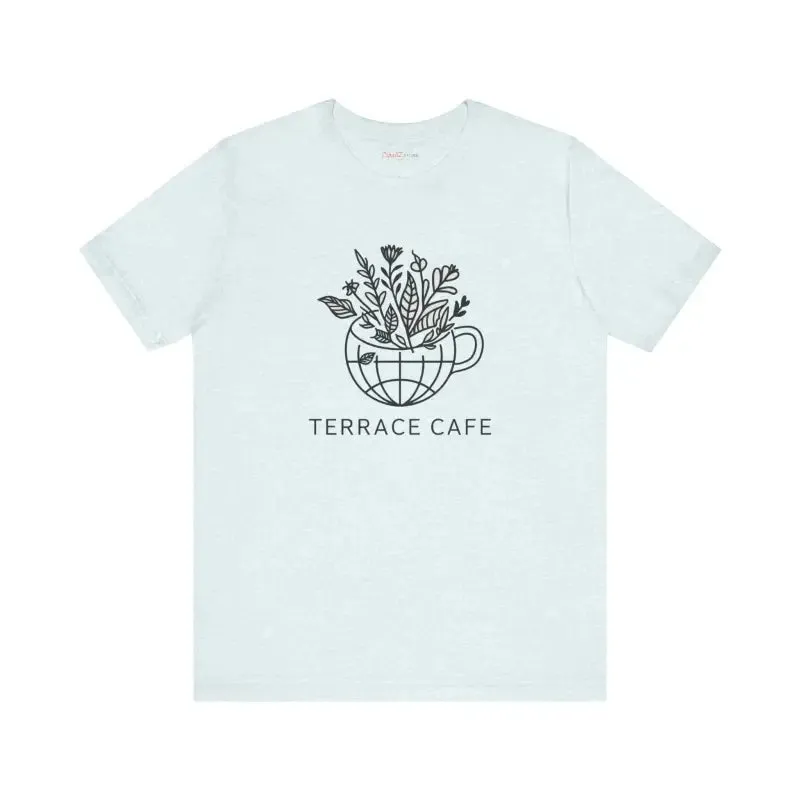Terrace Cafe Unisex Jersey Short Tee for Everyday Style