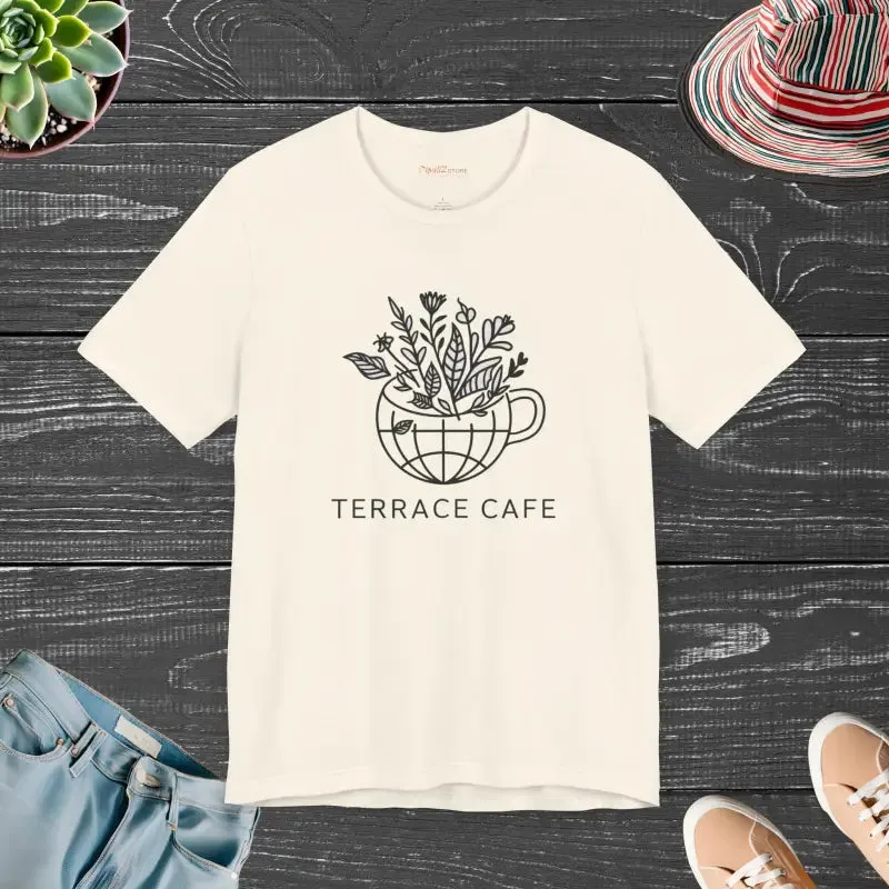 Terrace Cafe Unisex Jersey Short Tee for Everyday Style