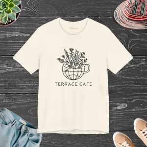 Terrace Cafe Unisex Jersey Short Tee for Everyday Style