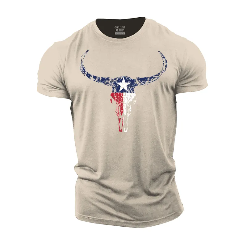 Texas Longhorn Skull Cotton T-Shirt