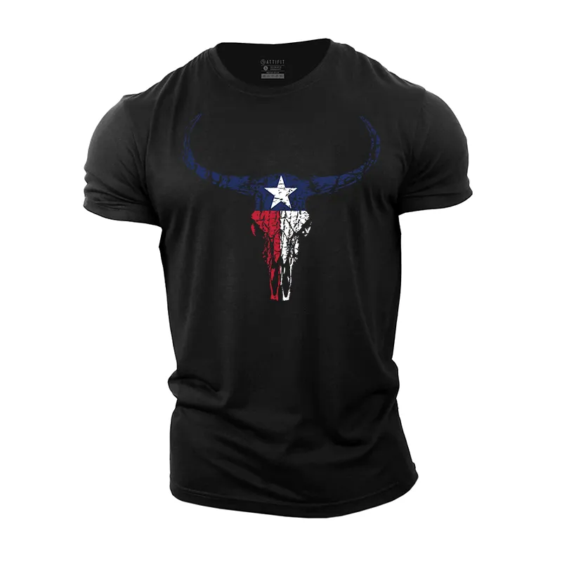Texas Longhorn Skull Cotton T-Shirt