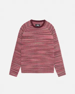 TEXTURED KNIT CONTRAST COLLAR CREW