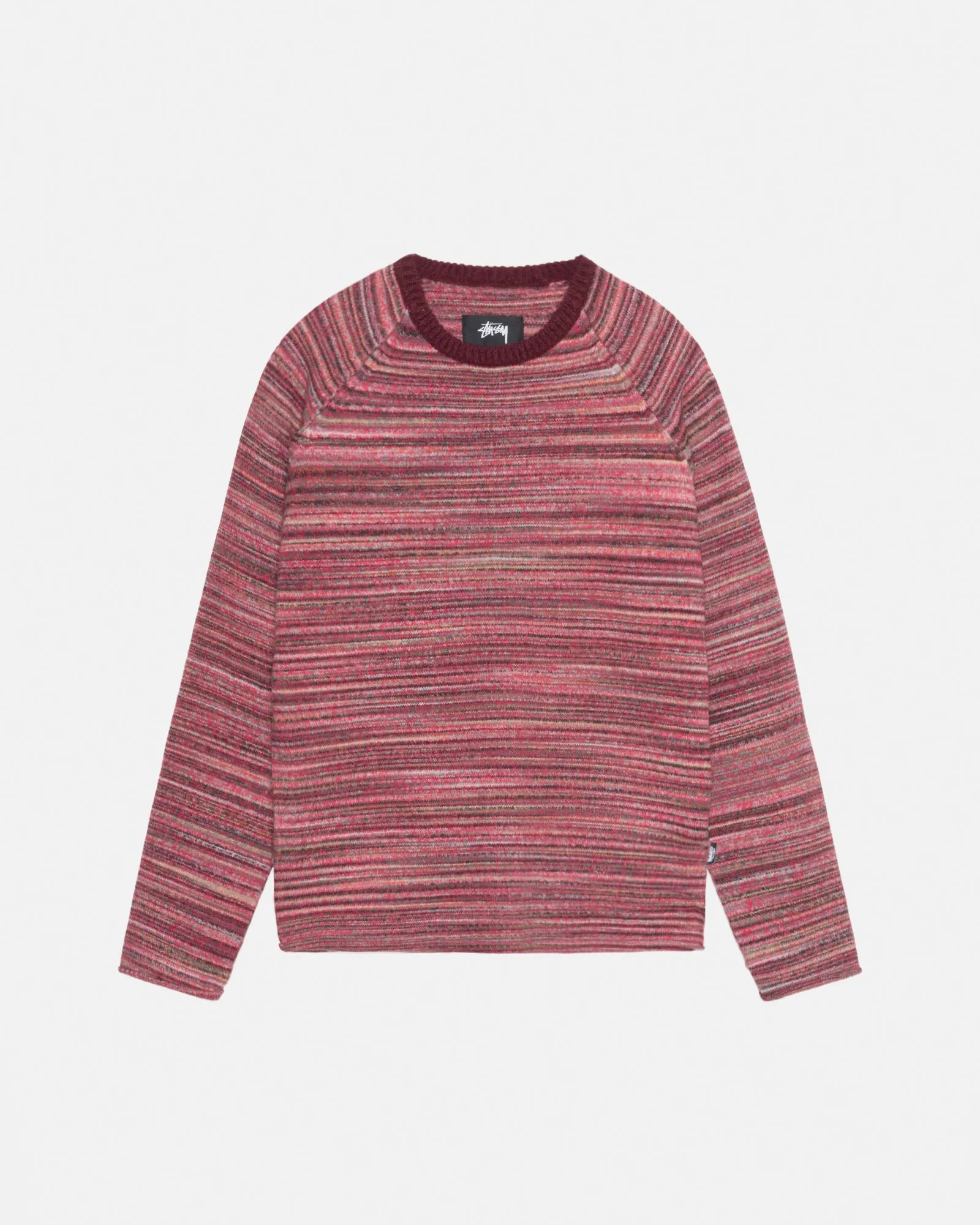 TEXTURED KNIT CONTRAST COLLAR CREW
