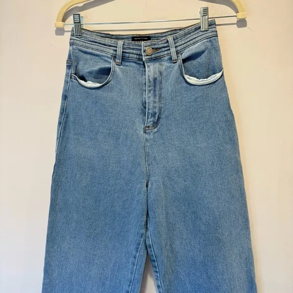 The Fifth Label High Waist Wide Leg Cropped Stretch Denim Jeans Medium Wash Sz 4