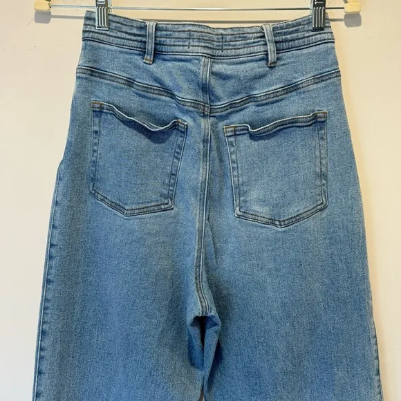 The Fifth Label High Waist Wide Leg Cropped Stretch Denim Jeans Medium Wash Sz 4