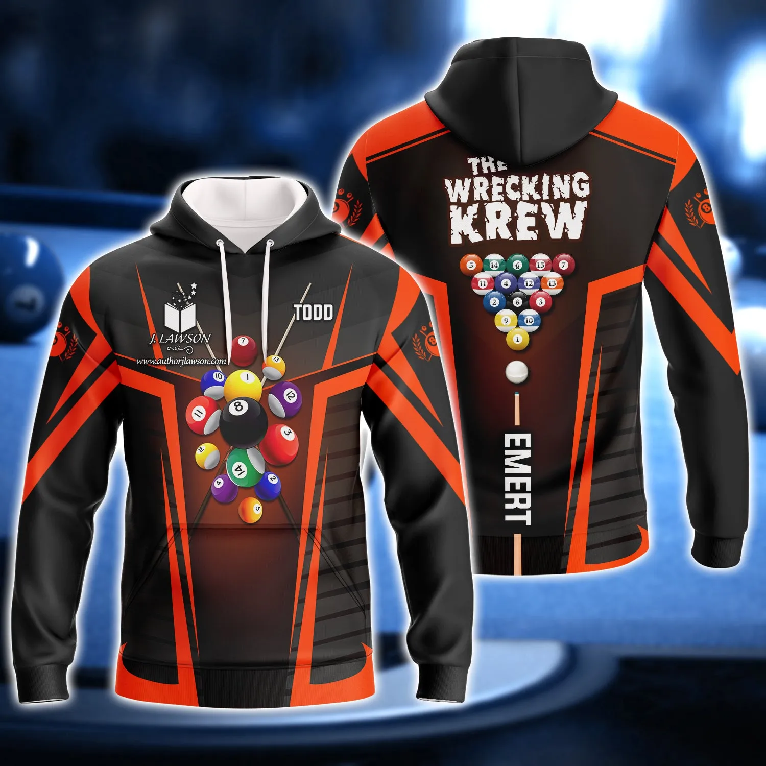 Todd Emert, The Wrecking Krew Team In Orange Billard Balls 3D Shirt - QB95