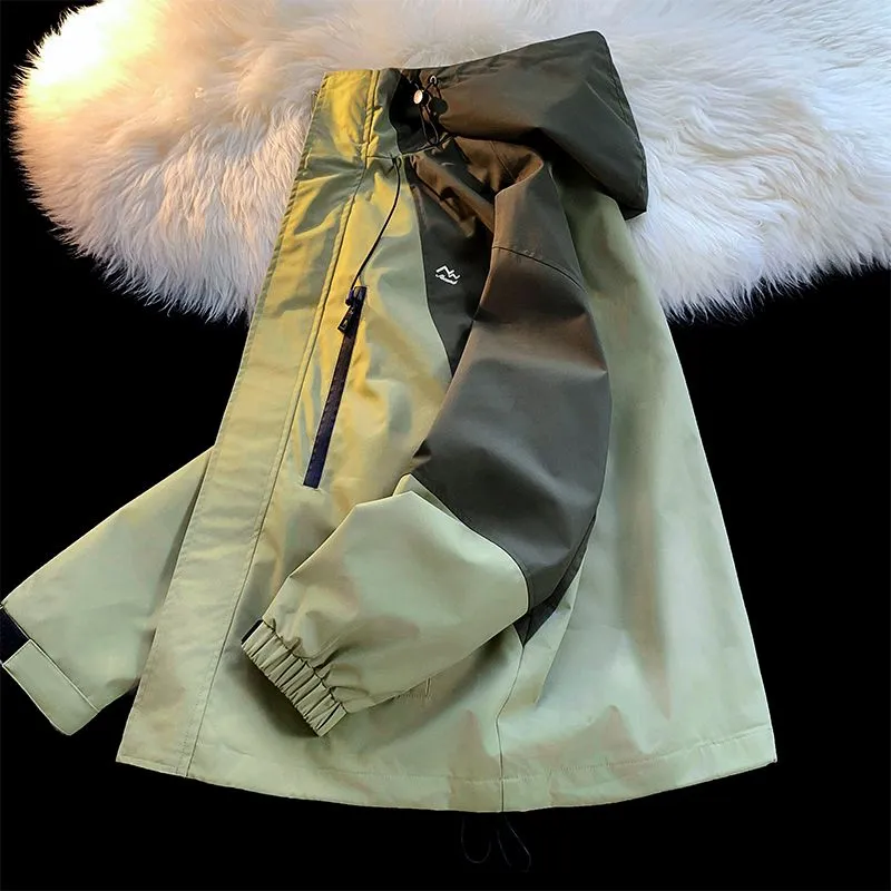 Trendy Drawstring Hem Windbreaker for Outdoor Adventures