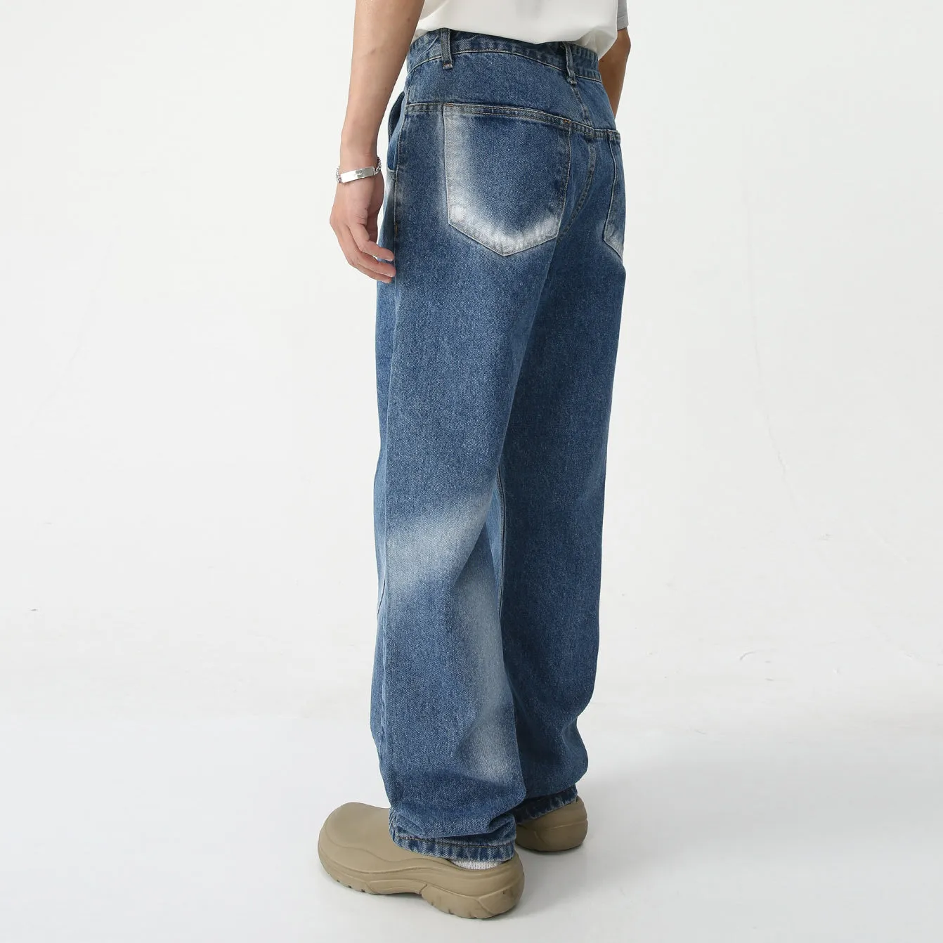 Trendy Tie Dye Blue Loose Retro Jeans