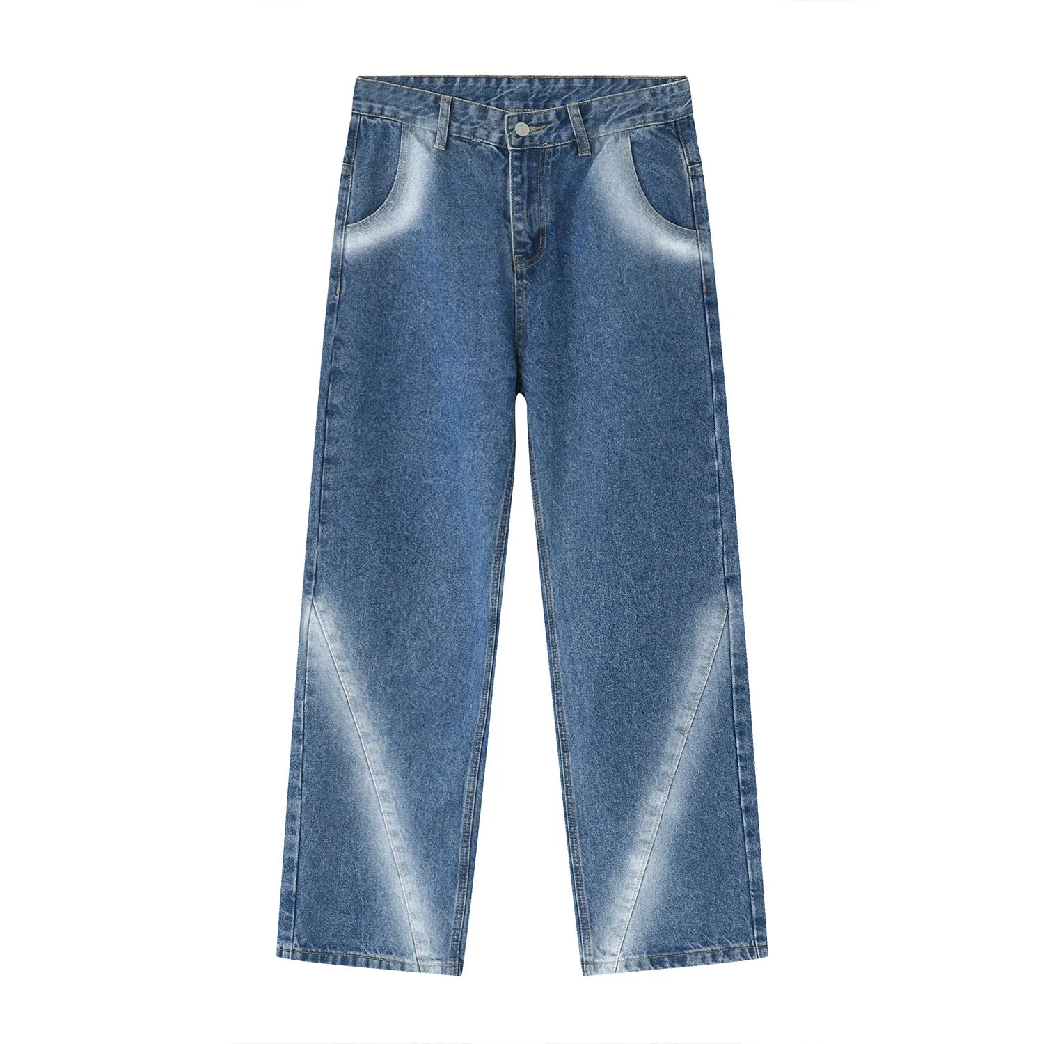 Trendy Tie Dye Blue Loose Retro Jeans