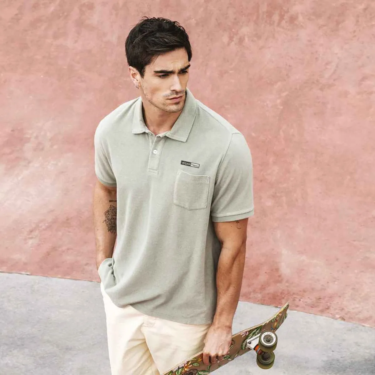 Vegan Men's Native Spirit Terry Polo Shirt | Multiple Colours