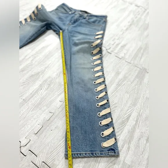 Veronica Beard Tie Up Sides Cropped Jeans