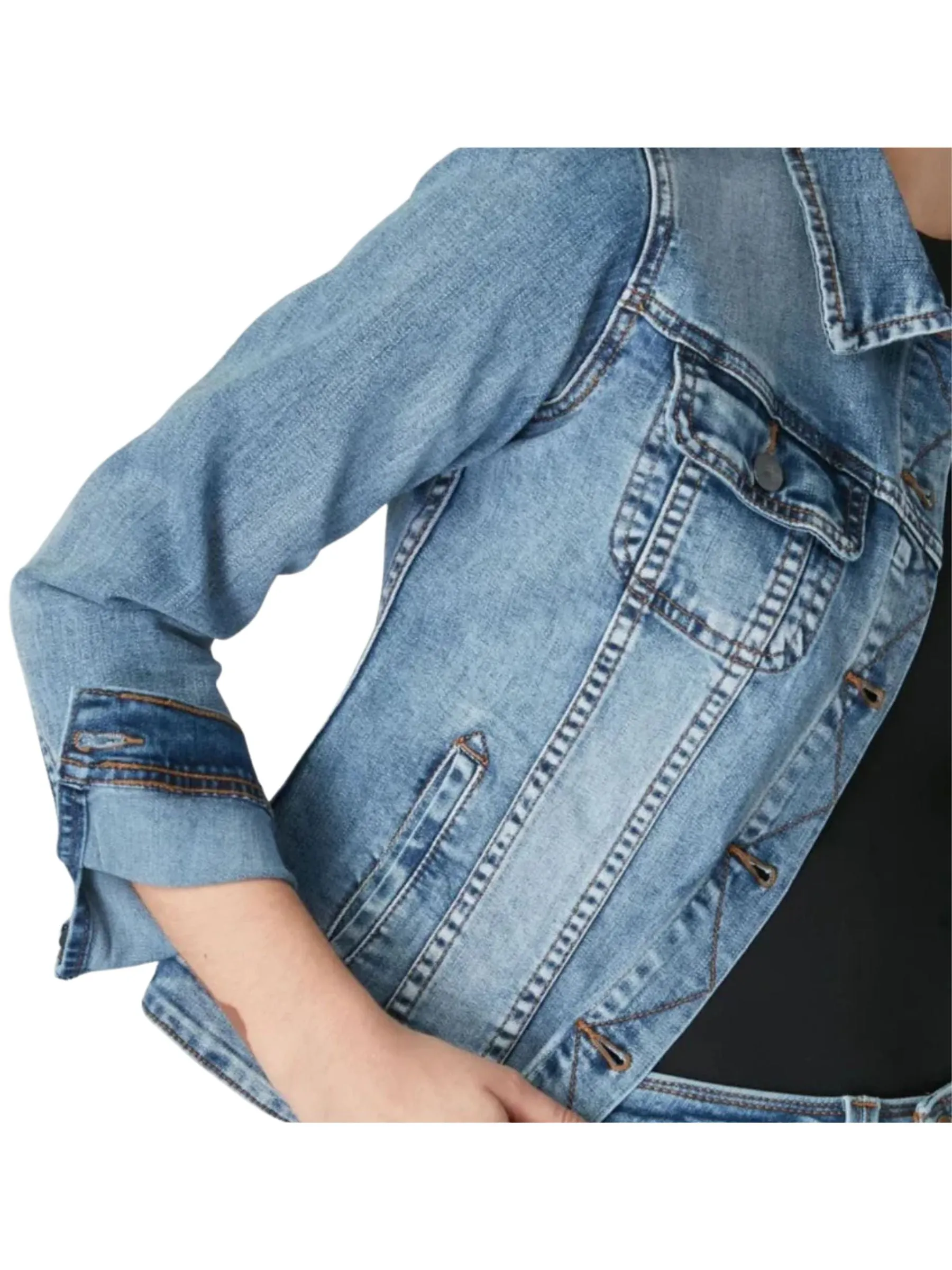 Veste de Jeans Gabriella Taille Plus (Light Blue Distressed) de Lola Jeans