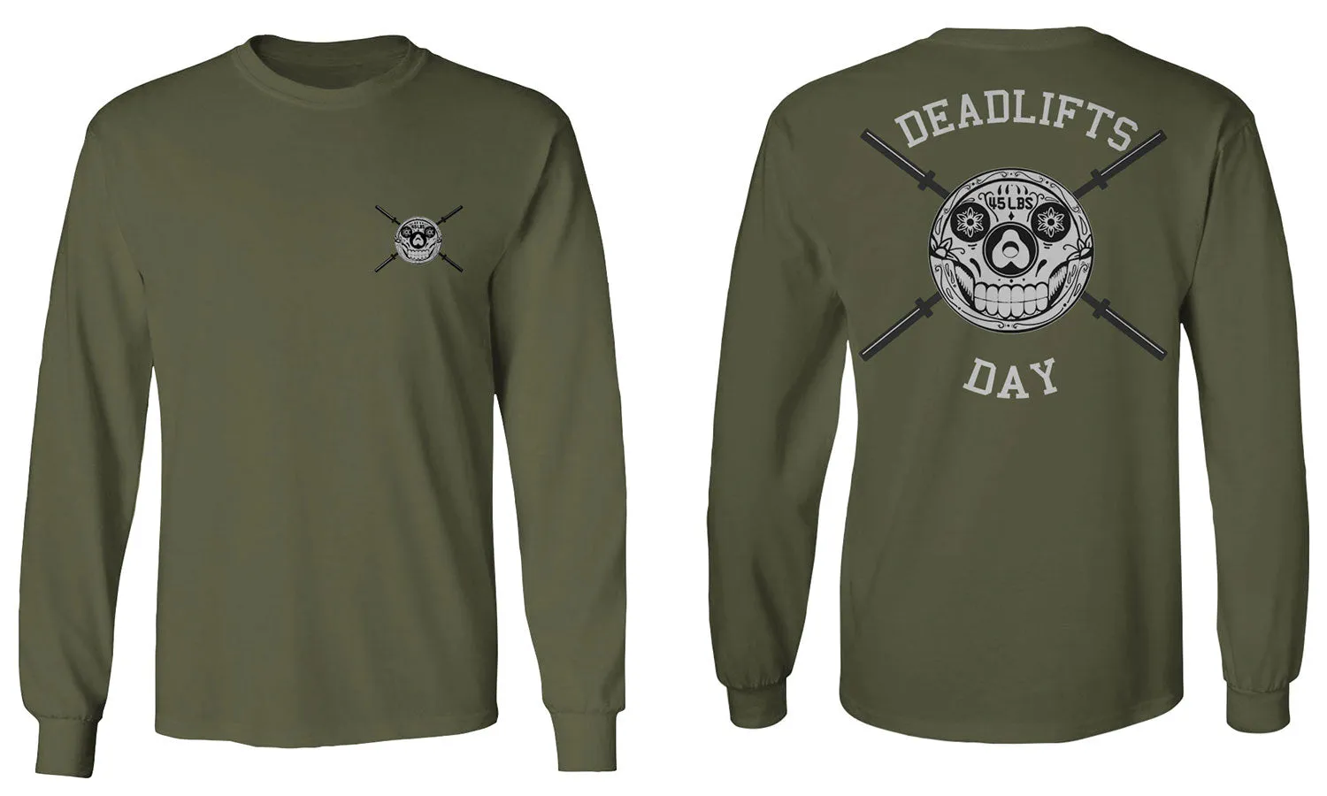 VICES AND VIRTUESS Funny Graphic Skull Deadlifts Day Fitness Gym Tough Workout mens Long sleeve t shirt