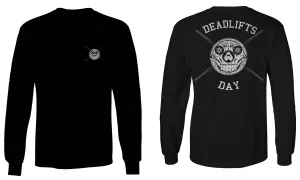 VICES AND VIRTUESS Funny Graphic Skull Deadlifts Day Fitness Gym Tough Workout mens Long sleeve t shirt