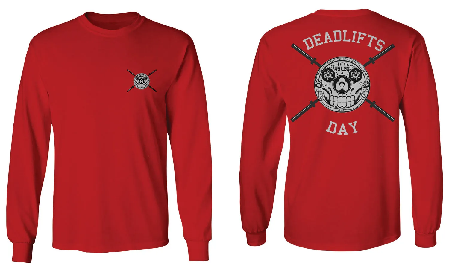 VICES AND VIRTUESS Funny Graphic Skull Deadlifts Day Fitness Gym Tough Workout mens Long sleeve t shirt