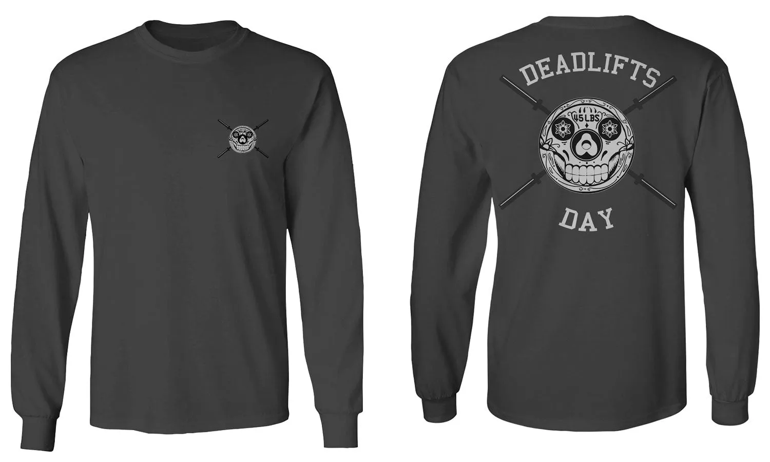 VICES AND VIRTUESS Funny Graphic Skull Deadlifts Day Fitness Gym Tough Workout mens Long sleeve t shirt