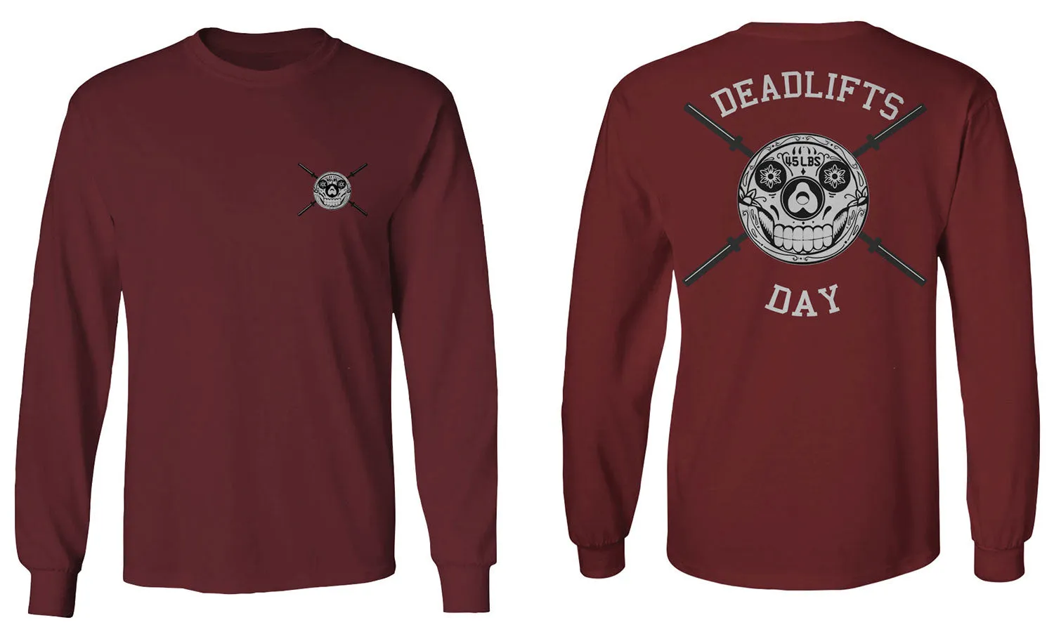 VICES AND VIRTUESS Funny Graphic Skull Deadlifts Day Fitness Gym Tough Workout mens Long sleeve t shirt