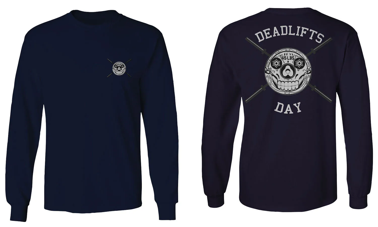 VICES AND VIRTUESS Funny Graphic Skull Deadlifts Day Fitness Gym Tough Workout mens Long sleeve t shirt