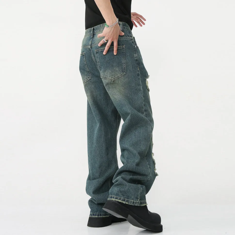 Vintage Loose Mopping Ripped Hip-Hop Jeans