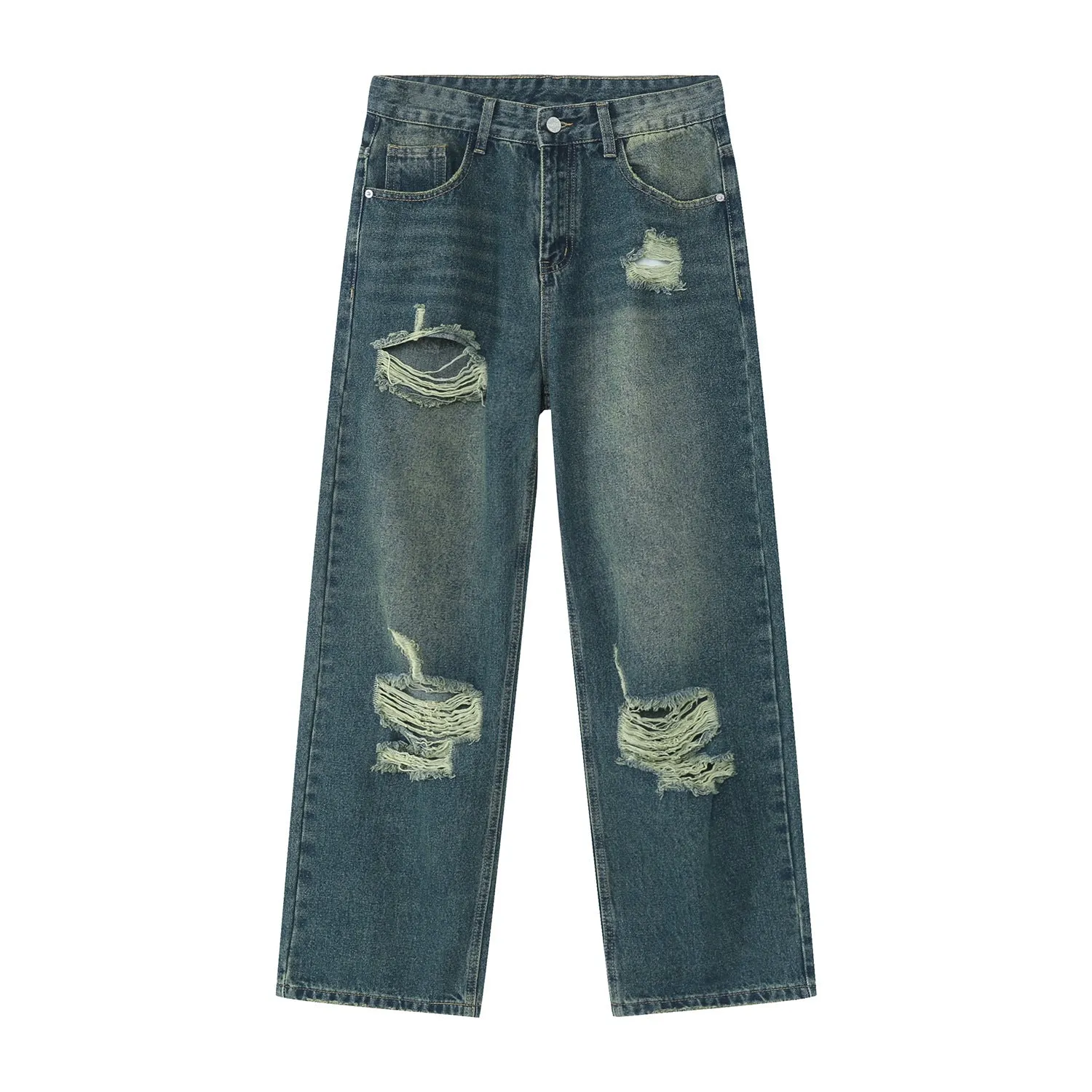Vintage Loose Mopping Ripped Hip-Hop Jeans