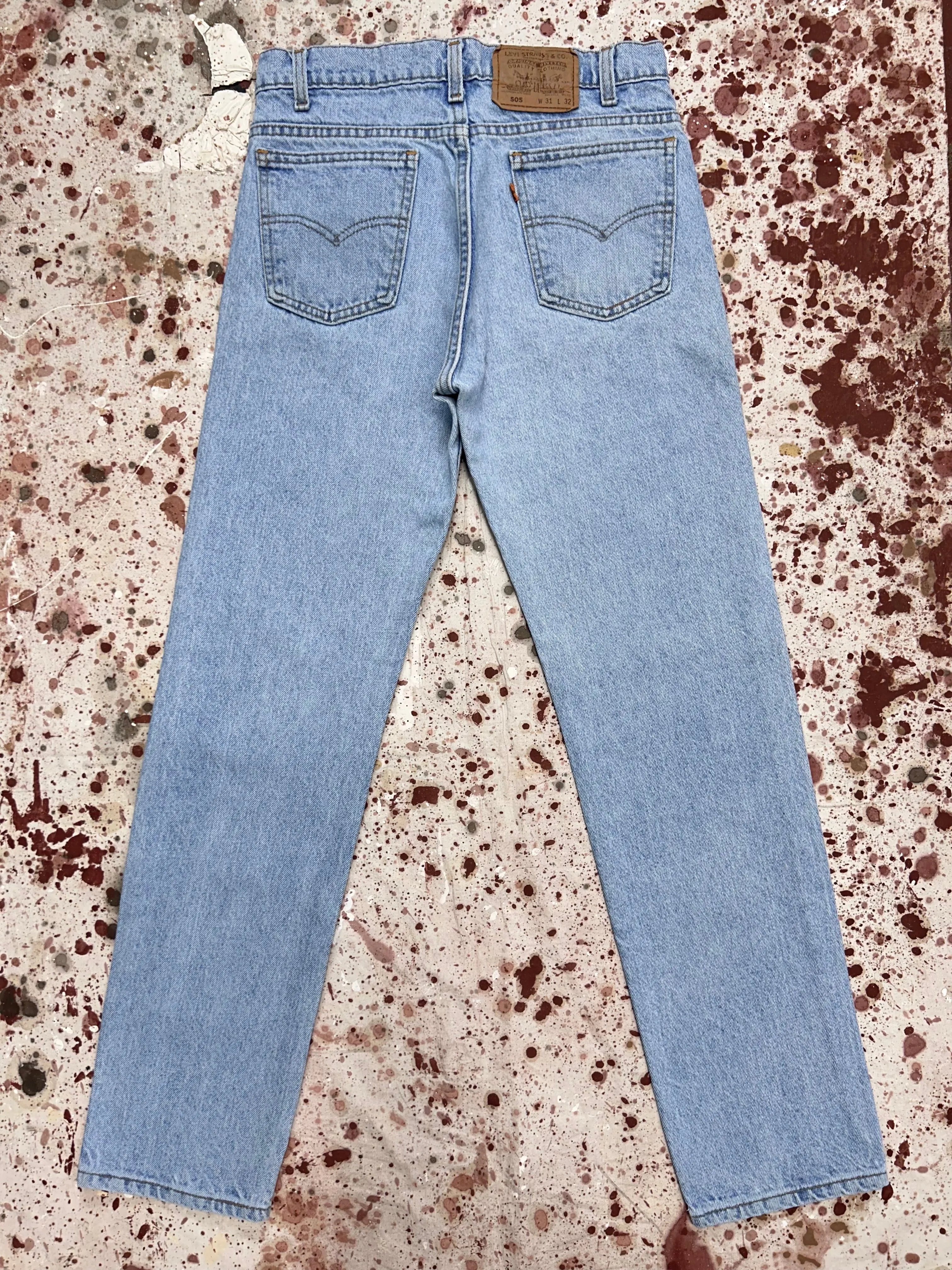 Vintage USA Made Levi 505 Orange Tab Light Wash Denim Jeans (JYJ0424-183)
