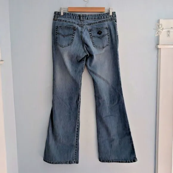 Vintage Y2K Angels Low Rise Jeans Embellished Beaded Flares Sequin JRS Size 11