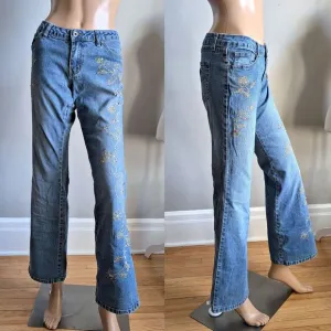 Vintage Y2K Angels Low Rise Jeans Embellished Beaded Flares Sequin JRS Size 11