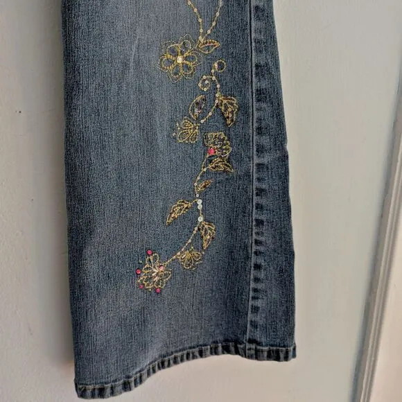 Vintage Y2K Angels Low Rise Jeans Embellished Beaded Flares Sequin JRS Size 11