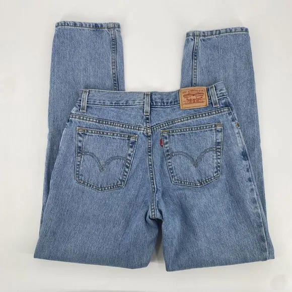 Vtg. Levis Women's 550 Jeans Relaxed Tapered Light Medium Wash Cotton Size 12L