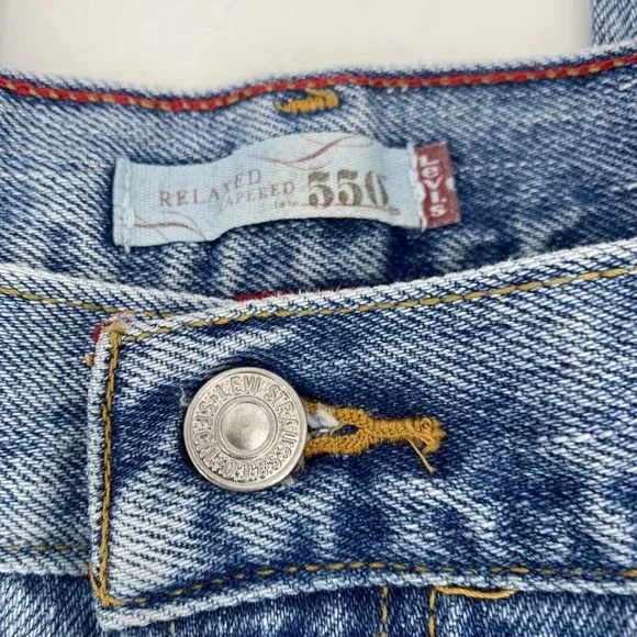 Vtg. Levis Women's 550 Jeans Relaxed Tapered Light Medium Wash Cotton Size 12L