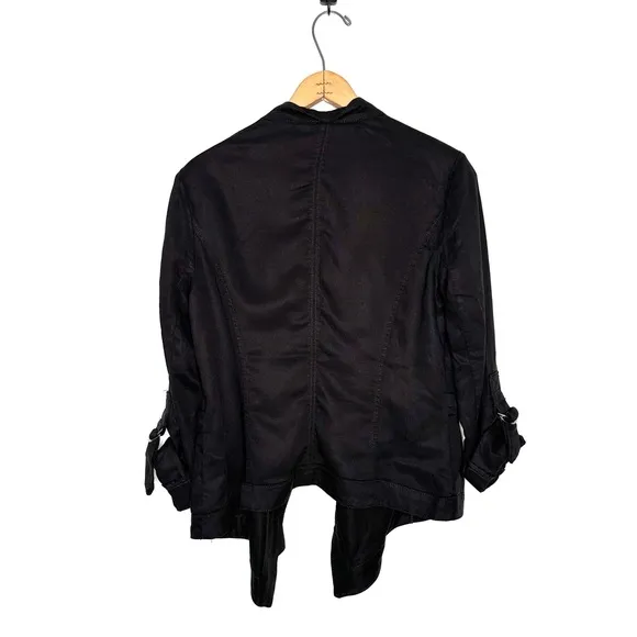 WHBM | Black Drape-Front Roll-Sleeve Jacket Size Small