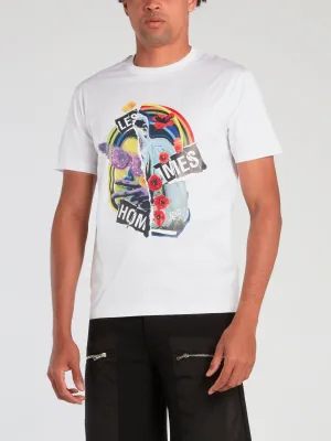 White Collage Print T-Shirt