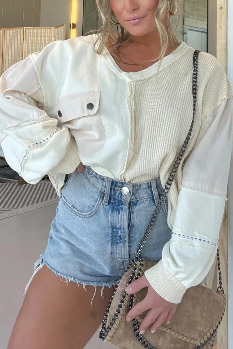 WI0231 Denim Mixed Sweatshirt