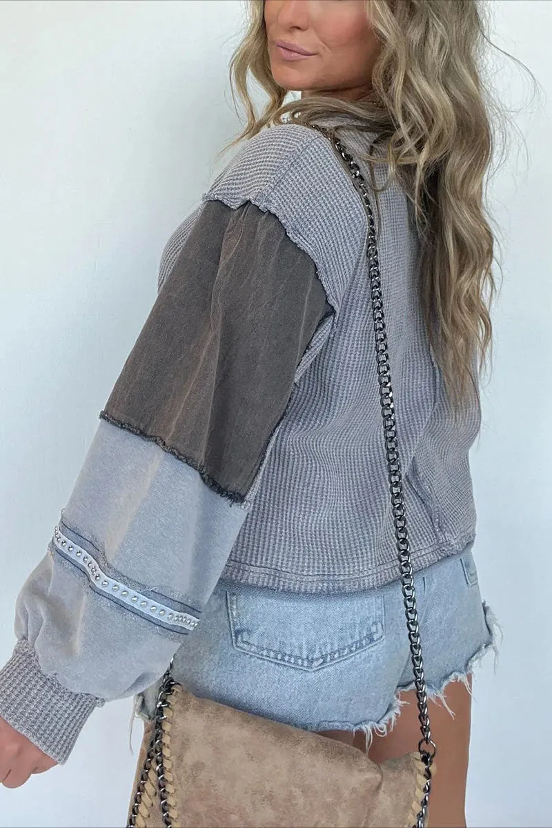 WI0231 Denim Mixed Sweatshirt