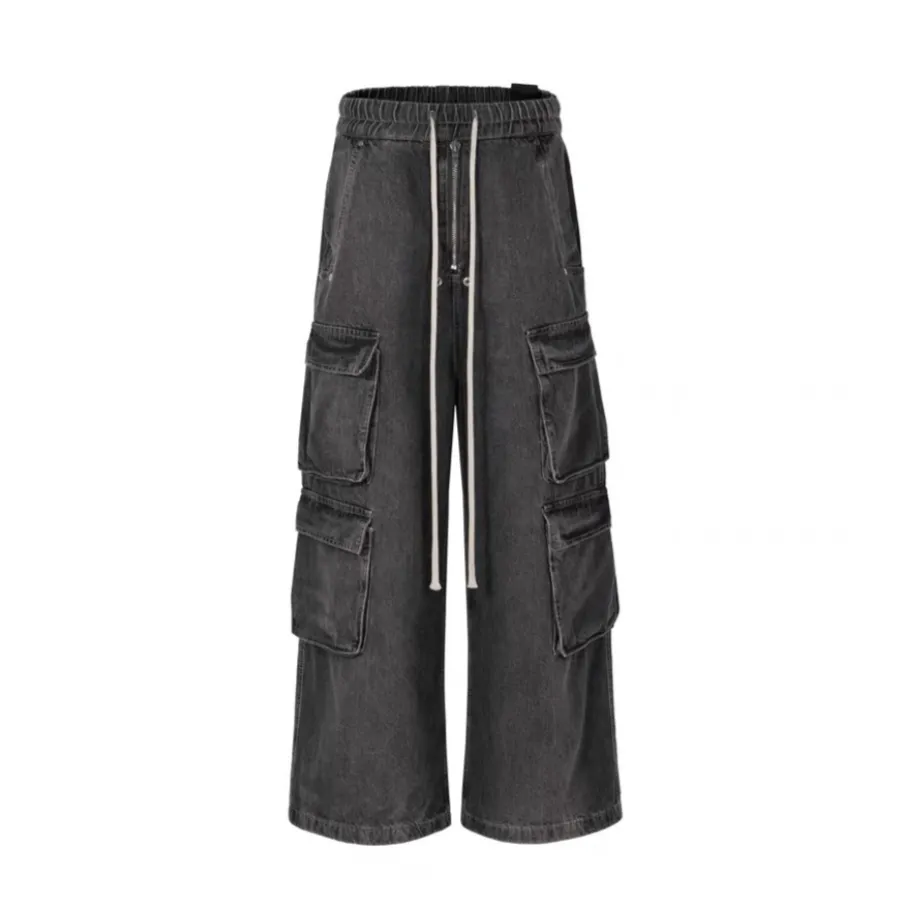 Wide Leg Multi-Pocket Straight Leg Loose Jeans