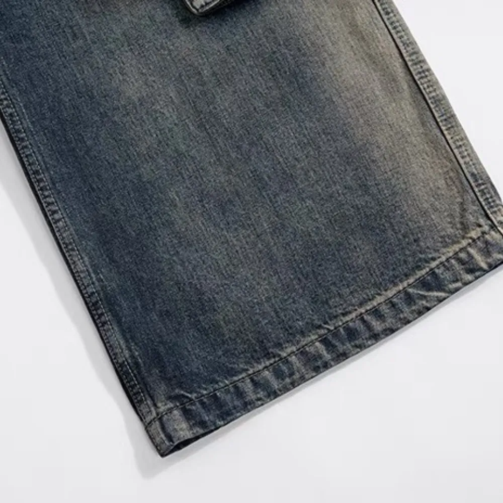Wide Leg Multi-Pocket Straight Leg Loose Jeans