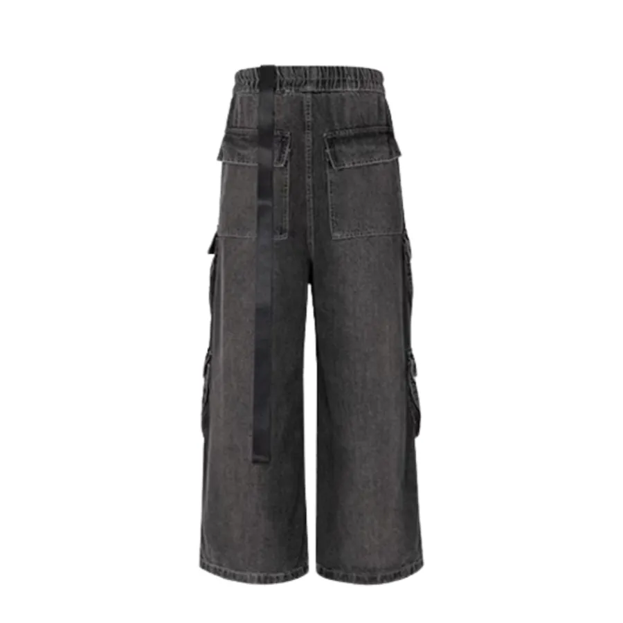 Wide Leg Multi-Pocket Straight Leg Loose Jeans